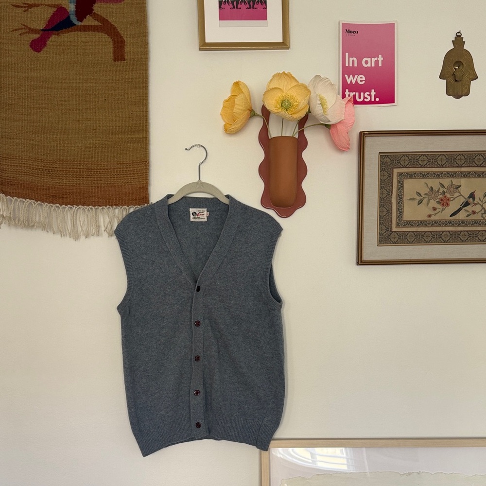 Rinson Angora Rabbit & Wool Slate Blue Vest
